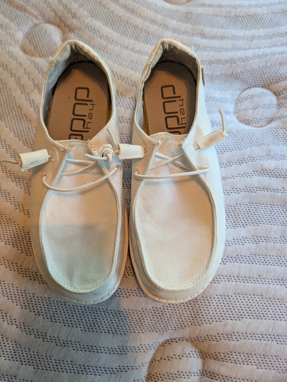 Hey Dude White Canvas Slip-On Sneakers for Women